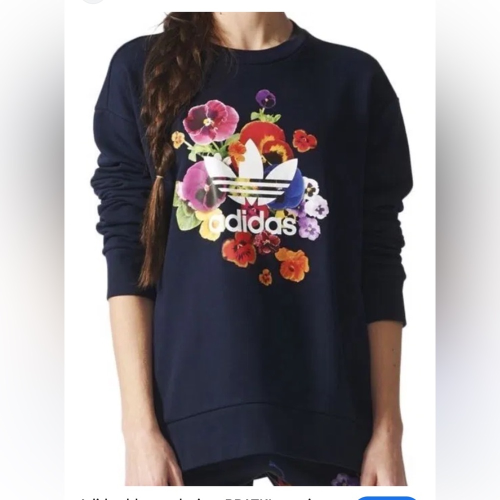 Adidas Black Sweatshirt with Floral Design